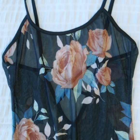 Semi-Sheer Floral Bodysuit with Criss-Cross Back - Picture 4 of 4